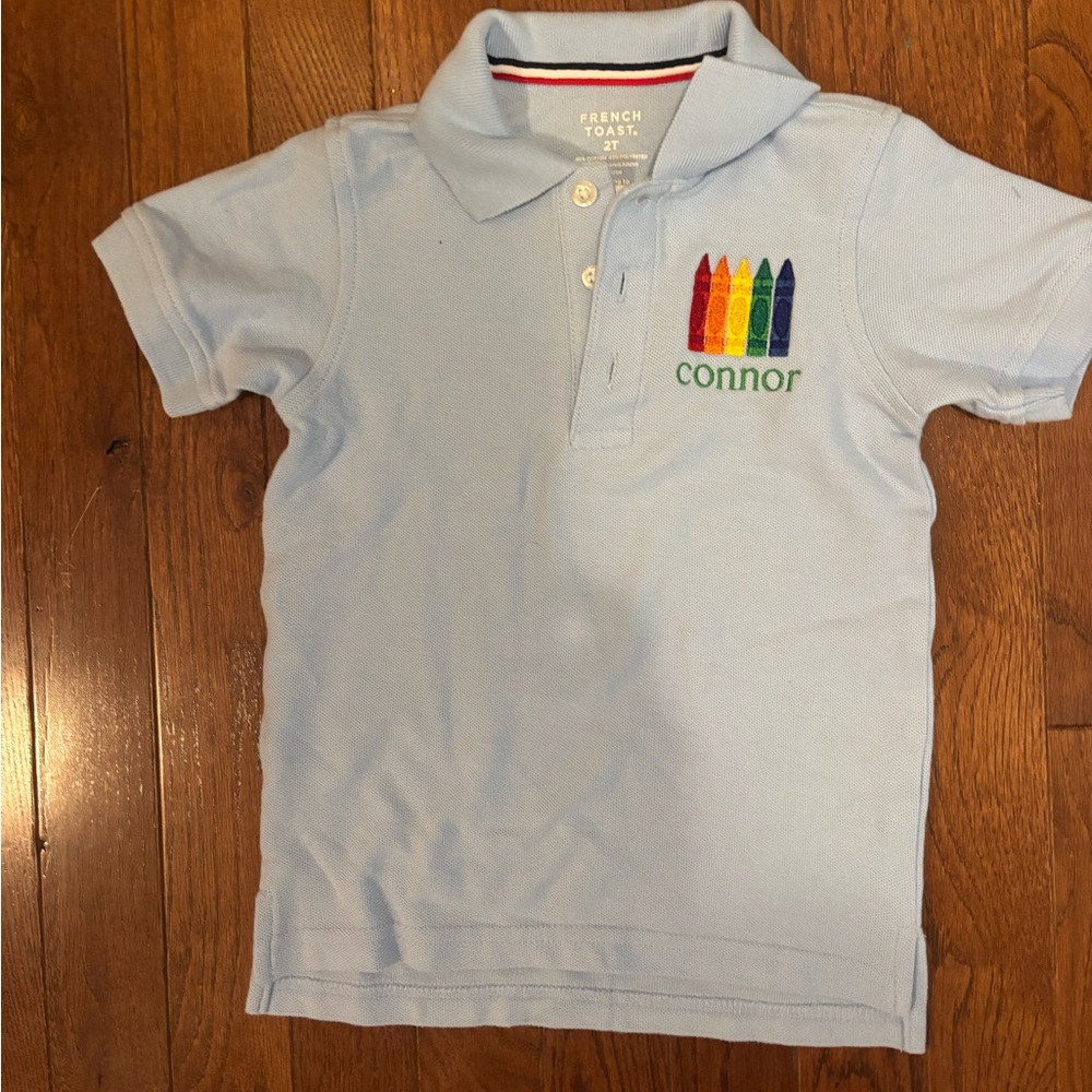 EUC French Toast Light Blue Polo with Crayon Embroidery